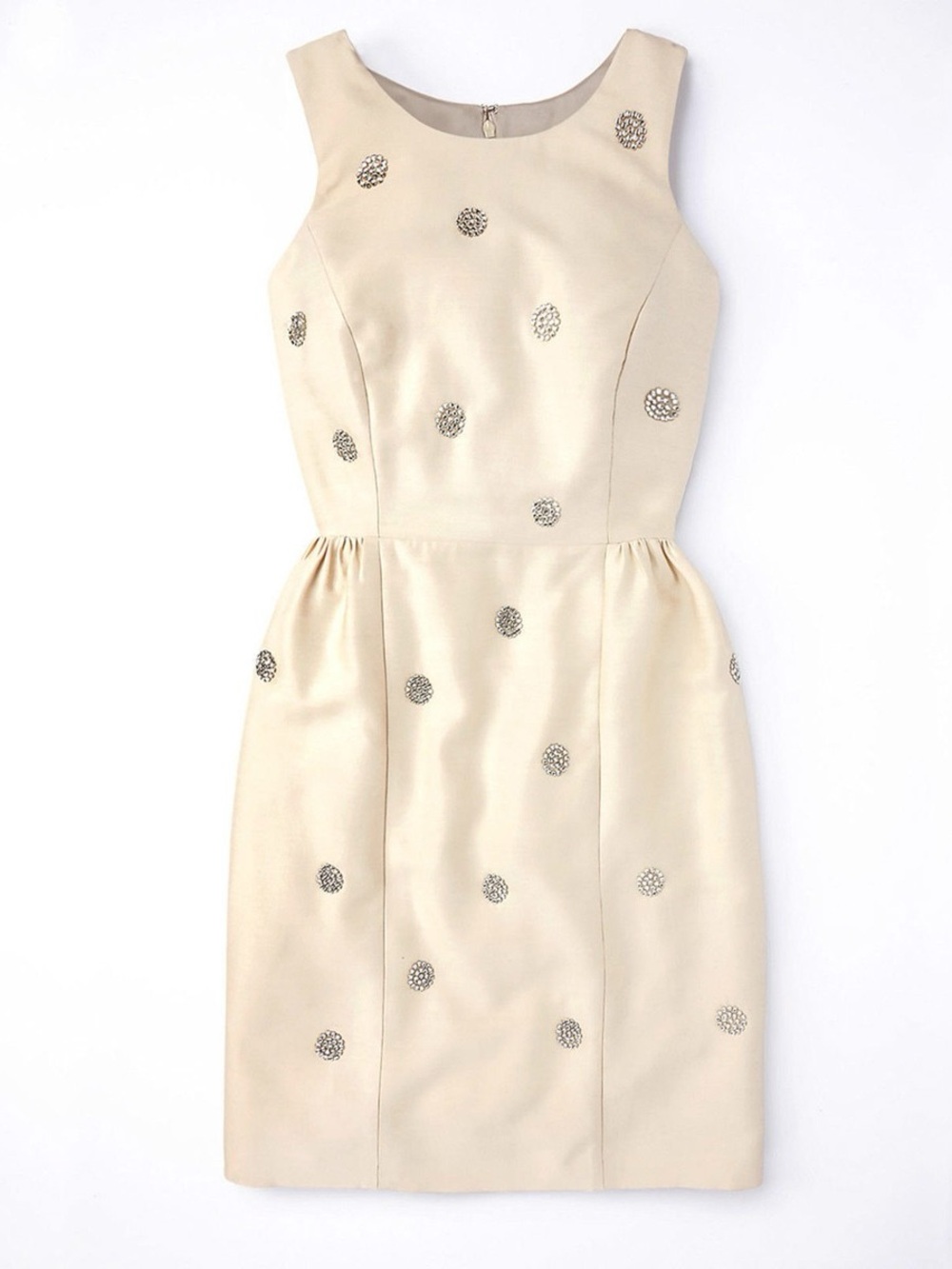 Boden Embellished Spot Rhinestone Sleeveless Wool Silk Blend Dress